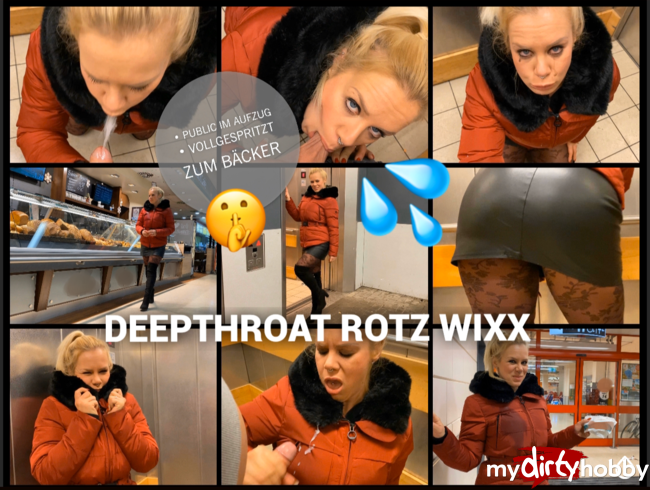 Public im Aufzug - Deepthroat Rotz Wixx - vollgespritzt zum Bäcker :P