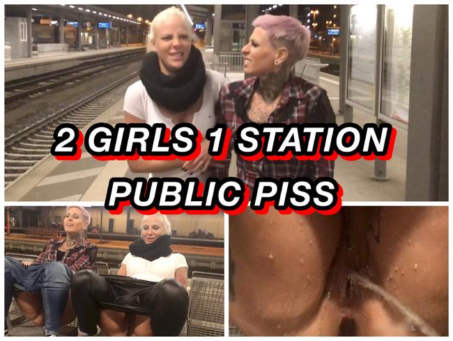 2 Girls 1 Bahnhof public gepisst
