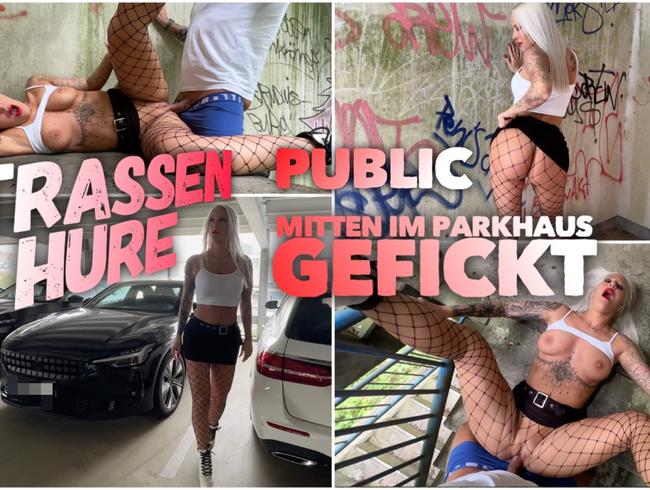 STRASSEN-HURE | Public mitten im Parkhaus gefickt mit mega Facial