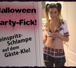 Halloween Party-Fick! Reinspritz-Schlampe auf dem Gästeklo!